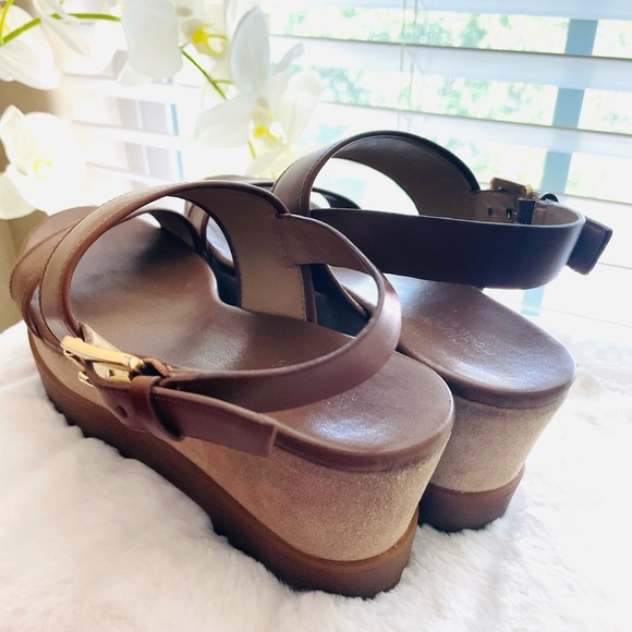 Michael Michael Kors Womens Marlon Leather Flatform Platform Sandals - Picture 2 of 5